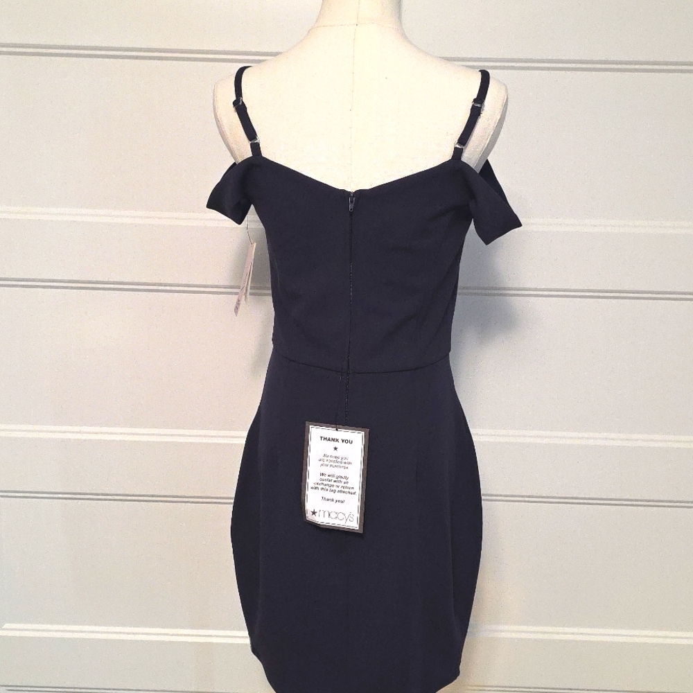 BCX Blue and Silver Asymmetrical Bodycon Cocktail Dress - Picture 5 of 6